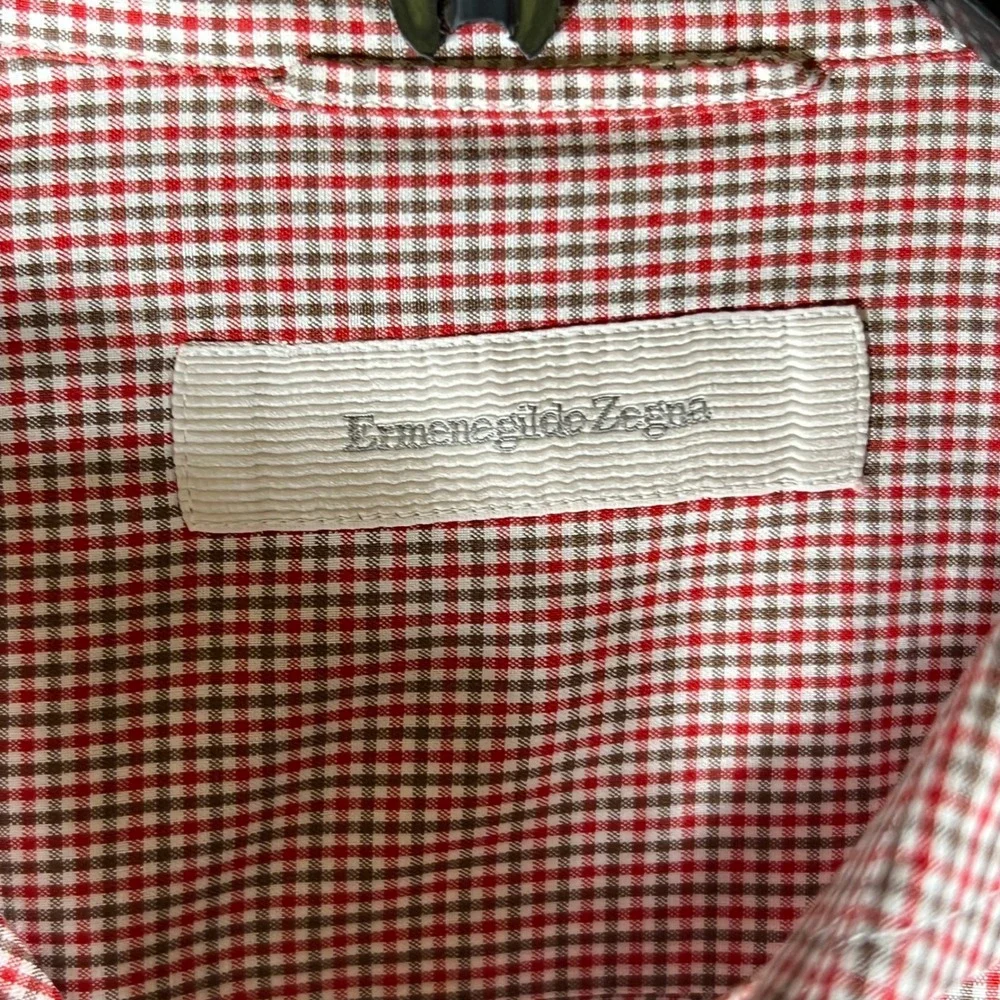 Ermenegildo Zegna Men's‎ Red Gingham Dress Shirt Size L